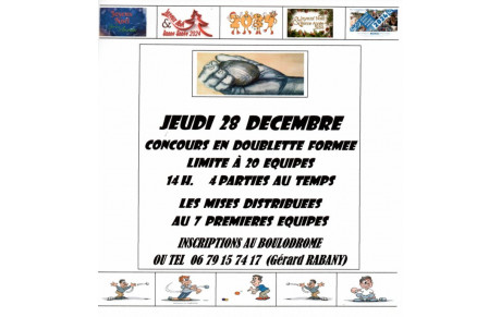 CONCOURS AU BOULODROME DE SCIONZIER LE JEUDI 28 DECEMBRRE