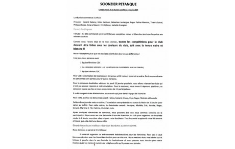 COMPTE RENDU DE LA REUNION DU COMITE DU 8 JANVIER 2024