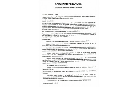 COMPTE RENDU DE LA REUNION DU COMITE DU 5 FEVRIER 2024