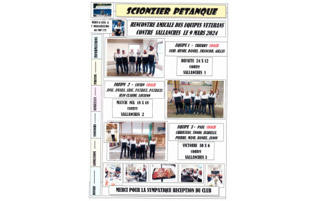 RENCONTRE AMICALE VETERAN SCIONZIER - SALLANCHES le 9 MARS 2024