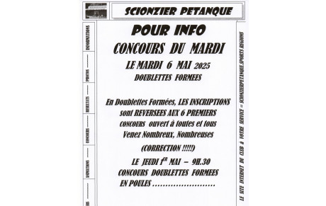 CONCOURS DU MARDI 6 MAI 2025