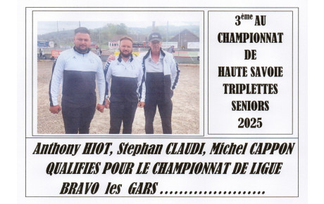 BRAVO à NOTRE TRIPLETTE SENIOR 